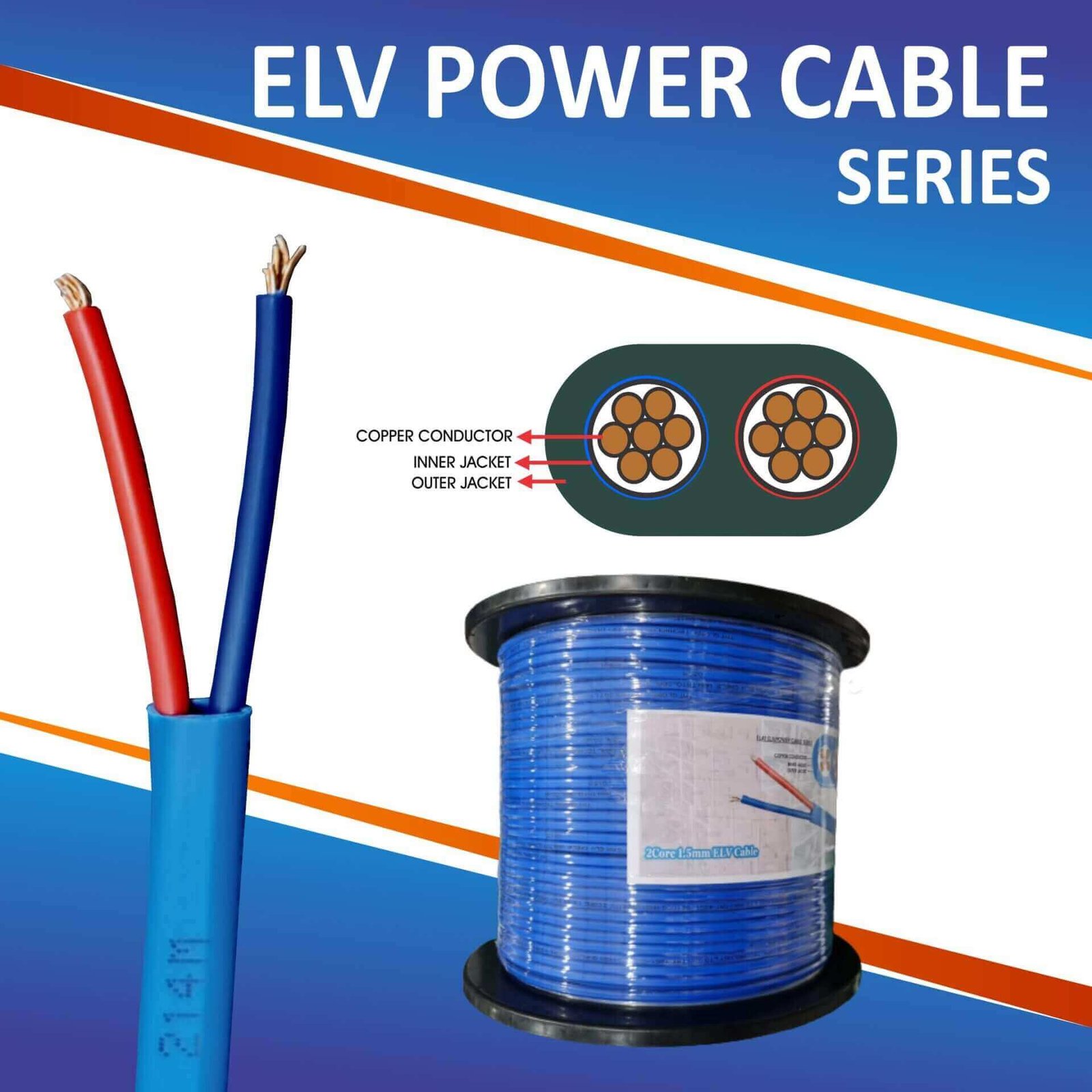 Power Cable 2 Core 1.5mm 305m fci-4251 elv cable Cable 2 Core 1.5mm 305m
