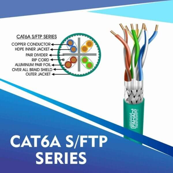 cat6a Solid cable 23awg 4pair s-ftp cable 305m