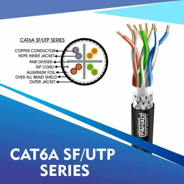 cat6a 23 awg Outdoor 4 twisted pair Sftp network cable 305-500mCat6a SF-UTP Network LSZH cable 305m