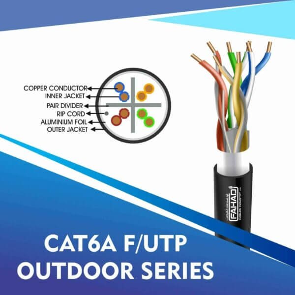 cat6a 23 awg Outdoor 4 twisted pair ftp network cable 305-500m cat6a network cable 23awg 4pair LSZH f-utp cable 305m