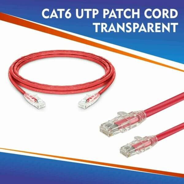 CAT6 UTP PATCH CORD TRANSPARENT RED