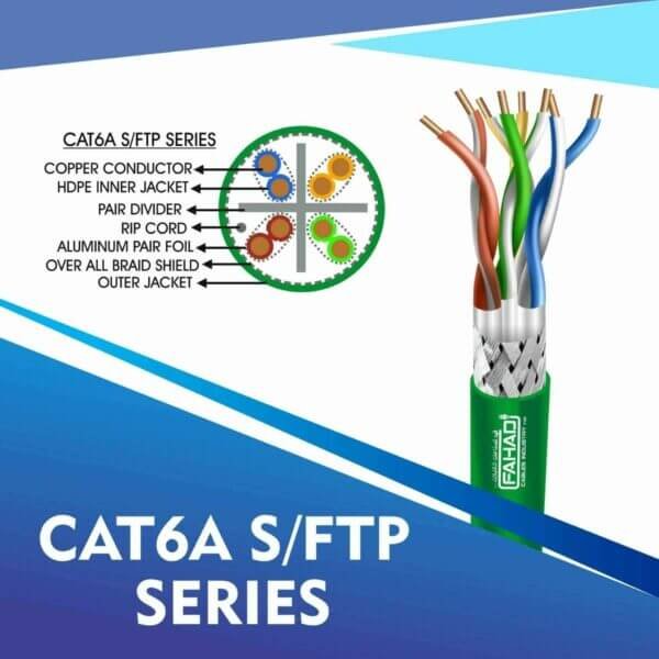 Network Cable Cat6 SFTP Series cat6a Solid cable 23awg 4pair s-ftp cable 305m