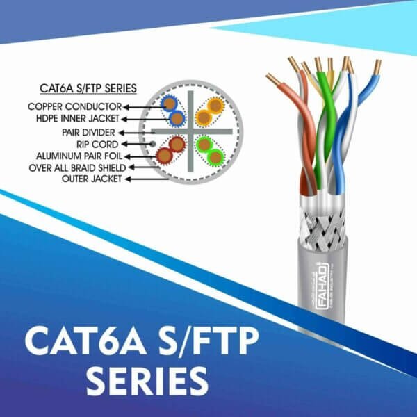 cat6a Solid cable 23awg 4pair s-ftp cable 305m