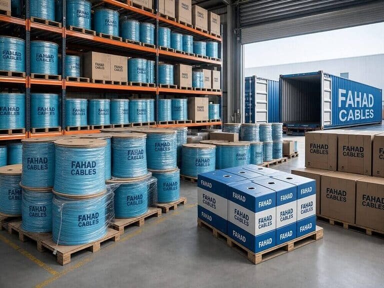 Products 1 Fahad Cat6A network cable boxes in the warehouse